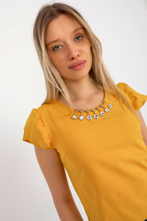 Tumši dzeltena īsa svinīga blūze ar...