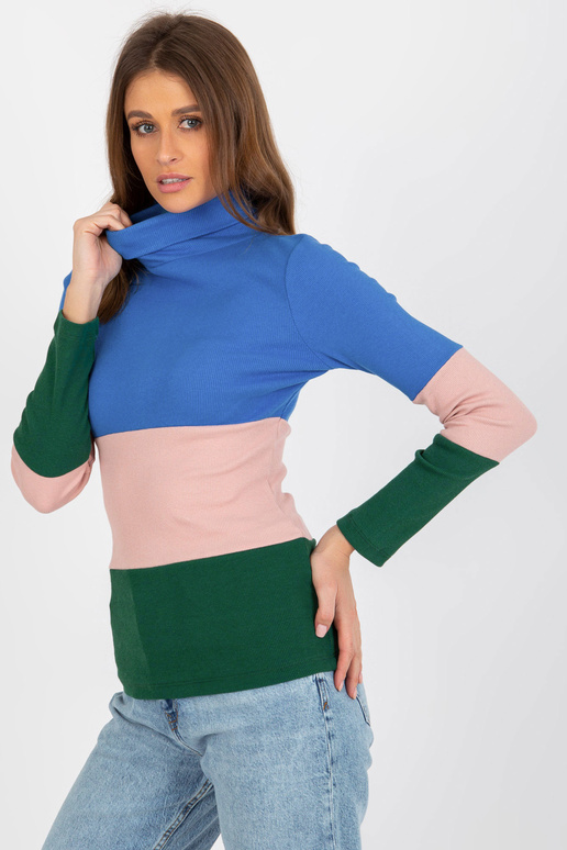 Tumši zila un zaļa pamata blūze ar...