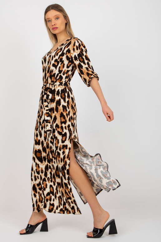 Bēša un melna viskozes leopterna midi...