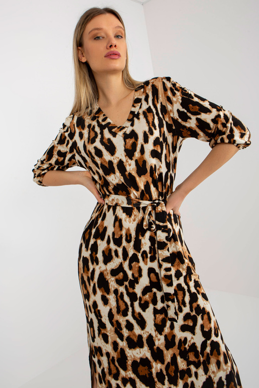 Bēša un melna viskozes leopterna midi...