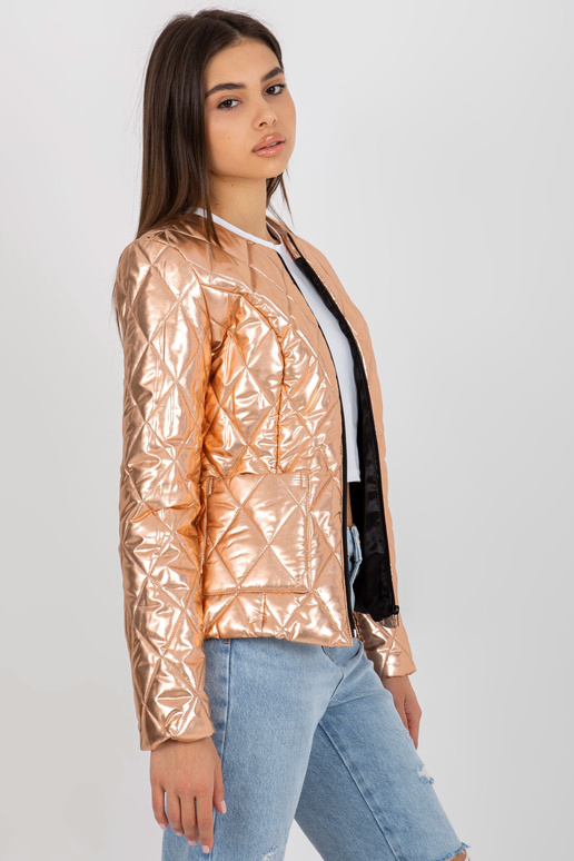 Zelta pārejas stepēta jaka ar kabatām