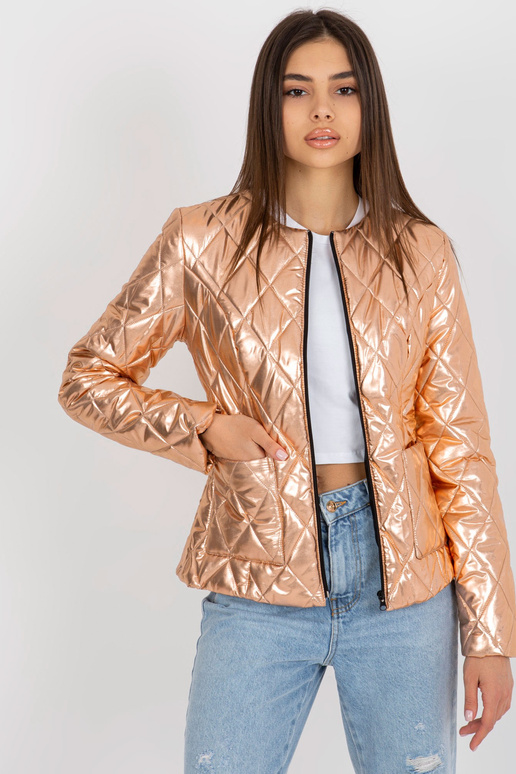 Zelta pārejas stepēta jaka ar kabatām