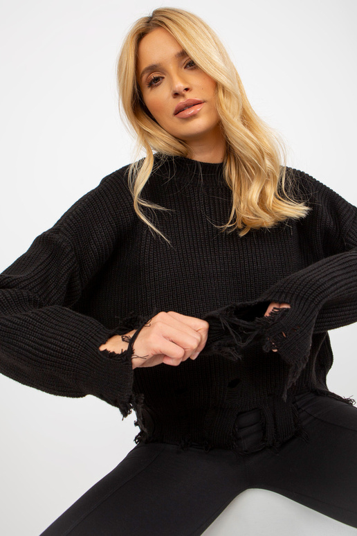 Melns asimetrisks īss džemperis ar...