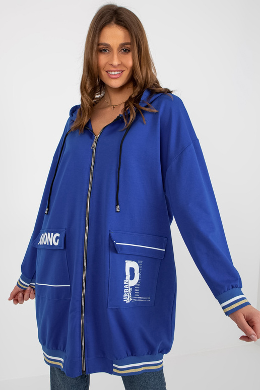 Tumši bēšs garš džemperis ar kapuci...