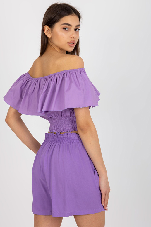 Violeta īsa spāņu blūze ar volānu