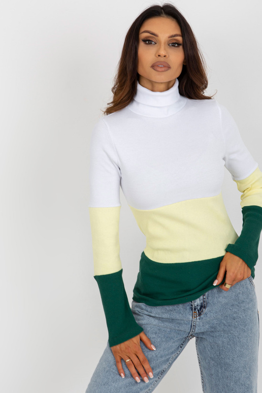 Balta un zaļa sieviešu pamata blūze...