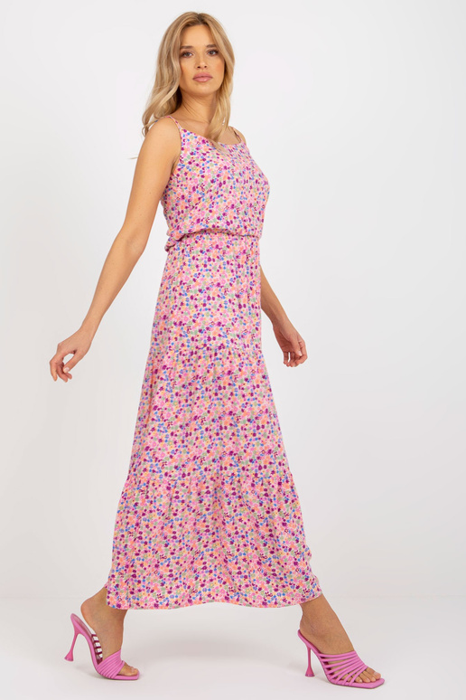 Rozā maxi ziedu kleita ar elastīgu...