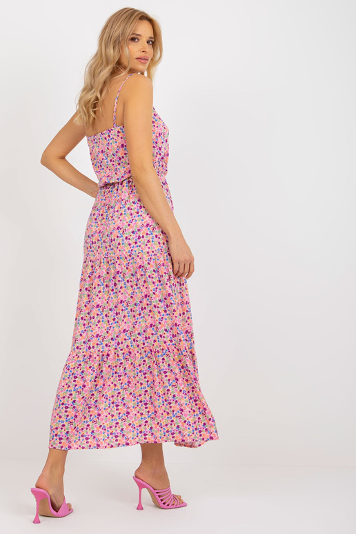 Rozā maxi ziedu kleita ar elastīgu...