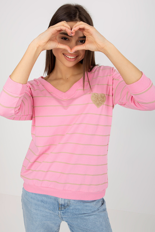 Rozā un bēša svītraina blūze ar BASIC...