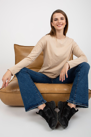 Bēša kokvilnas blūze ar... 2