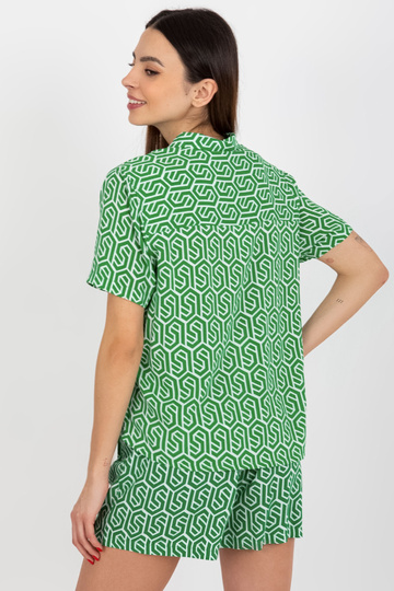 Zaļa T-kreklu blūze ar īsām...