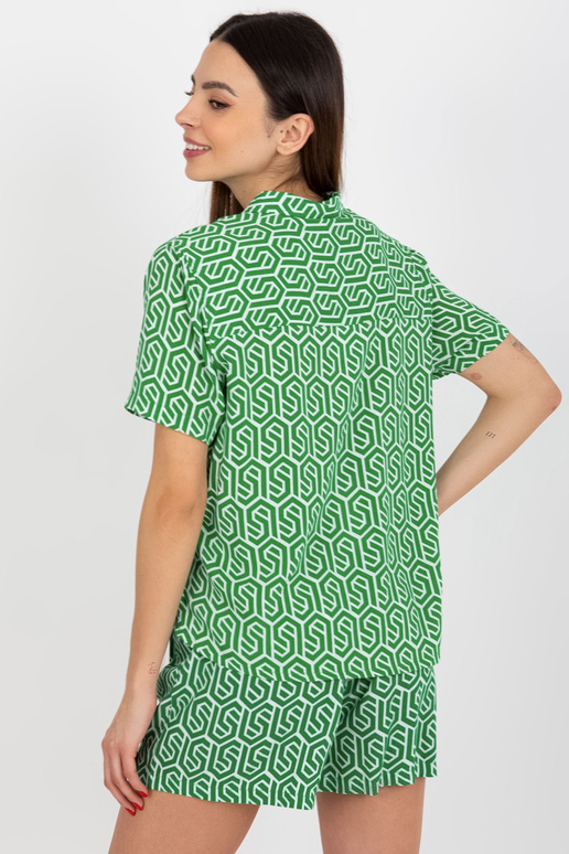 Zaļa T-kreklu blūze ar īsām...