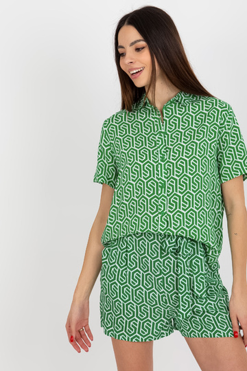 Zaļa T-kreklu blūze ar īsām... 2