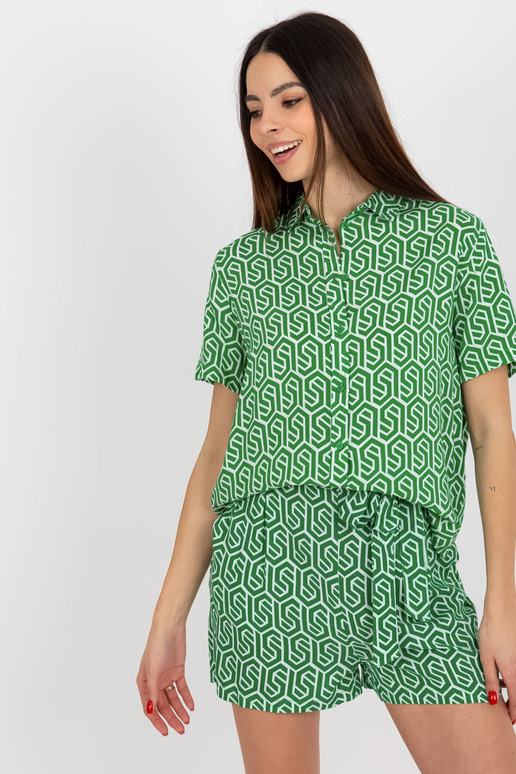 Zaļa T-kreklu blūze ar īsām...