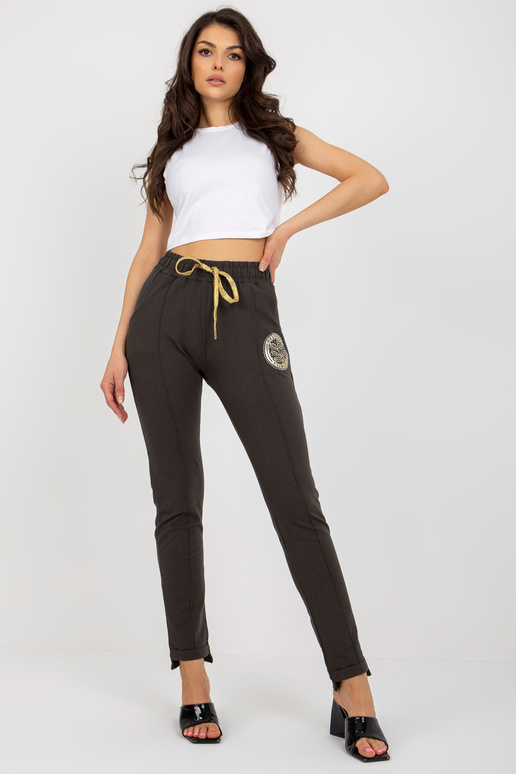 Haki krāsas kokvilnas treniņbikses ar... Haki krāsas kokvilnas treniņbikses ar...