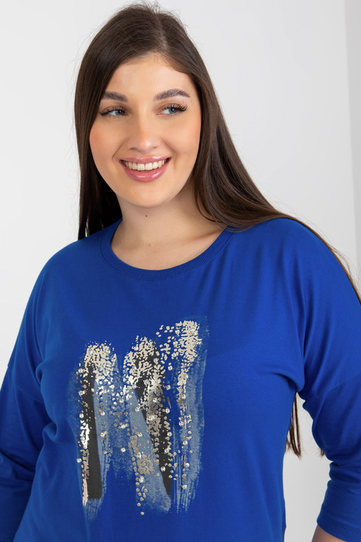 Tumši zila plus izmēra blūze ar...