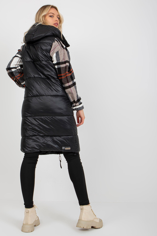 Melna gara dūnu veste ar kapuci FRESH...