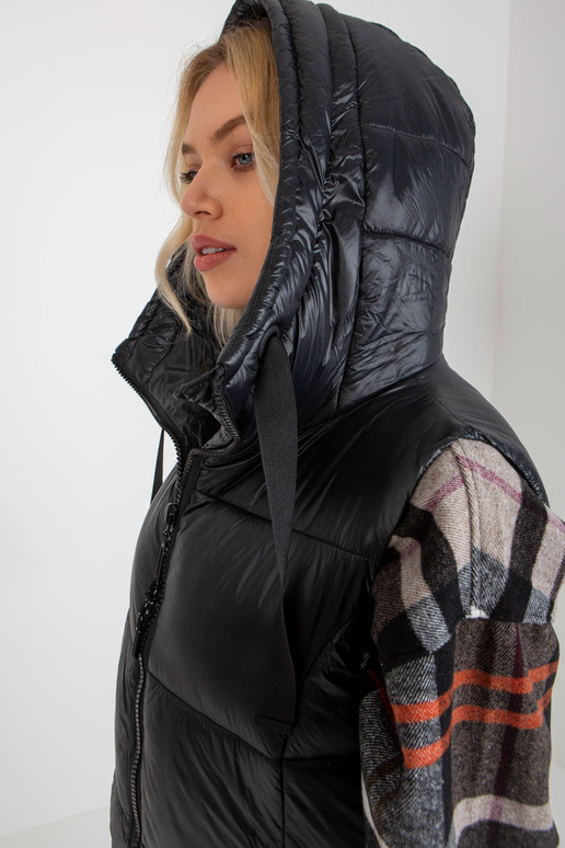 Melna gara dūnu veste ar kapuci FRESH...