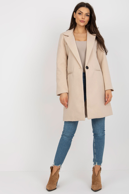 Bēšs elegants sieviešu mētelis ar...