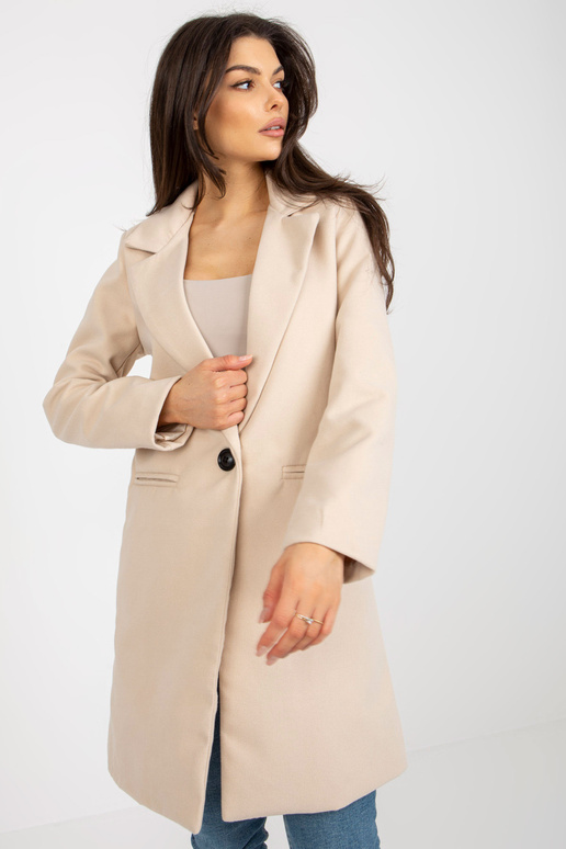 Bēšs elegants sieviešu mētelis ar...