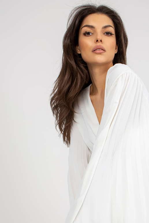 Ecru wrap svinīga blūze ar volāniem