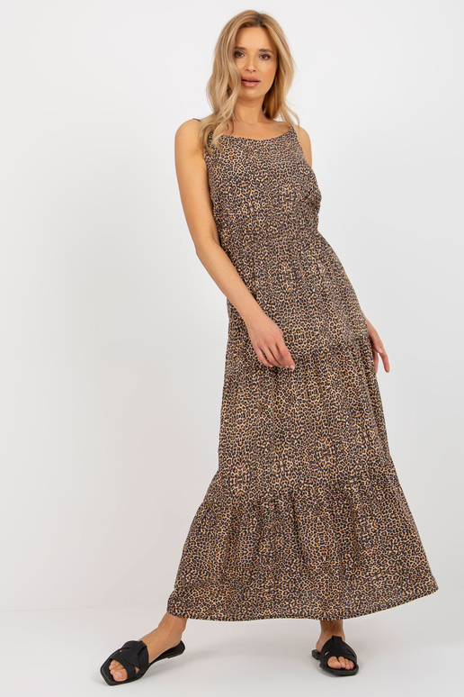 Brūna maxi kleita ar elastīgu...