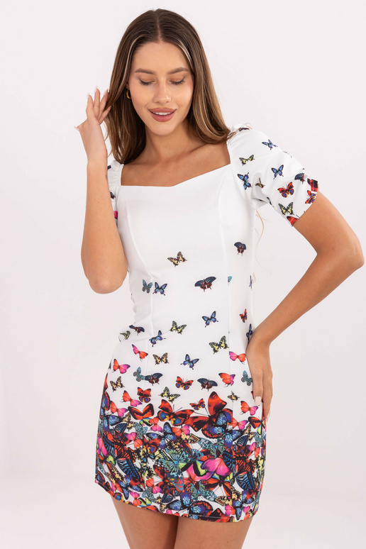 Balta mini kokteiļkleita ar apdruku