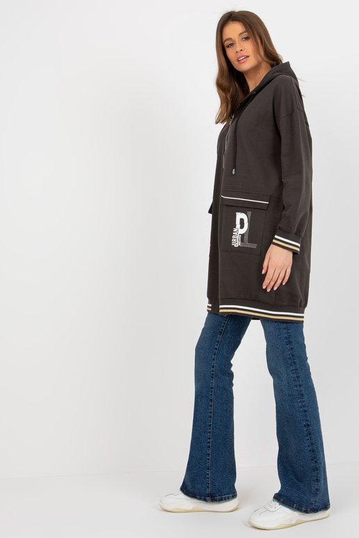 Haki krāsas garš jakas džemperis ar...