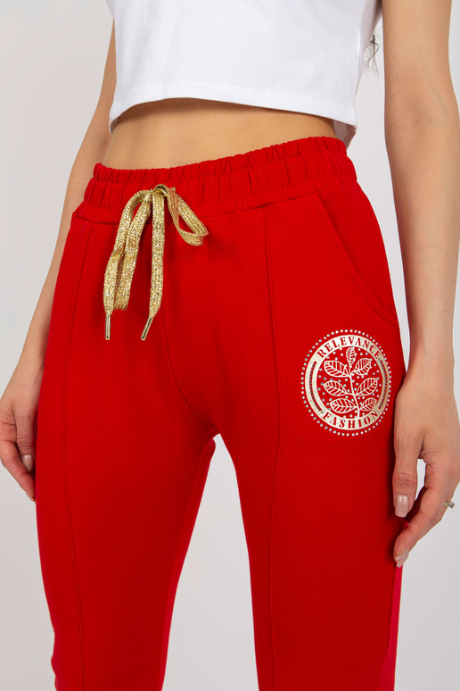 Sarkanas sieviešu treniņbikses ar...