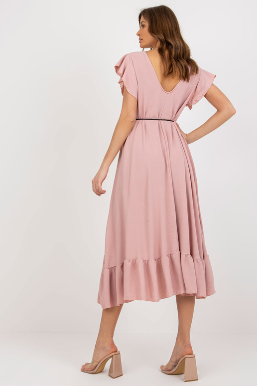 Gaiši rozā midi kleita ar volānu un...