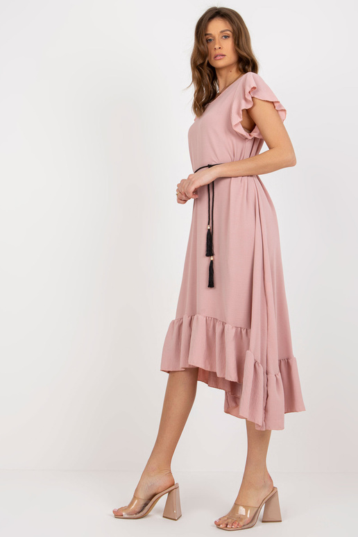 Gaiši rozā midi kleita ar volānu un...