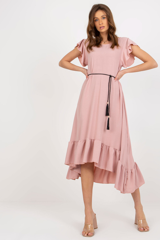 Gaiši rozā midi kleita ar volānu un...