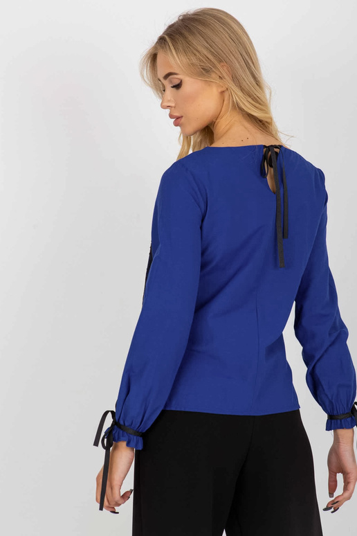 Sieviešu kobalta blūze ar iesiešanu