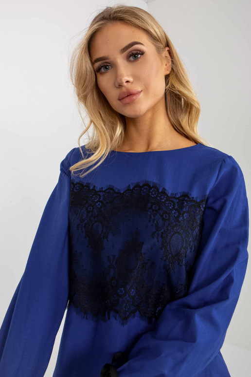 Sieviešu kobalta blūze ar iesiešanu