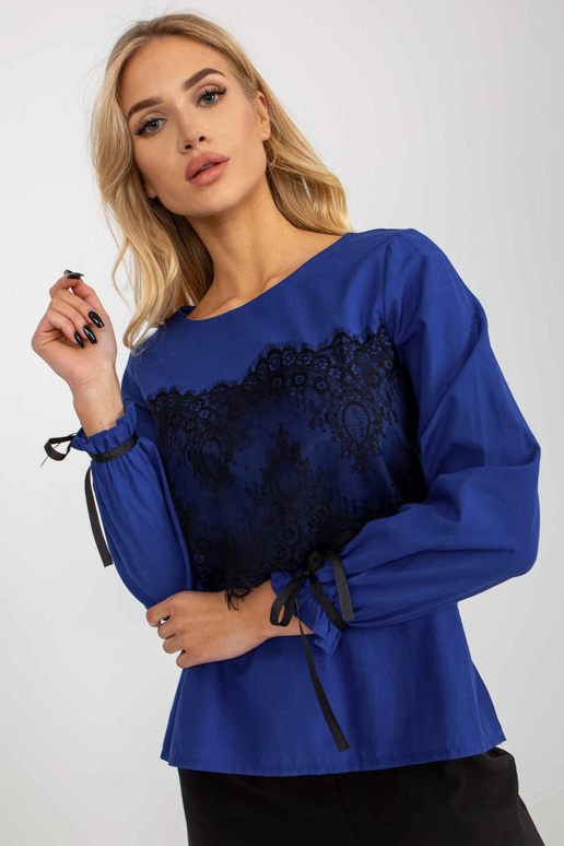 Sieviešu kobalta blūze ar iesiešanu