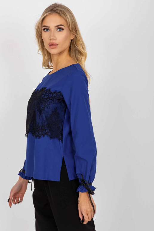 Sieviešu kobalta blūze ar iesiešanu