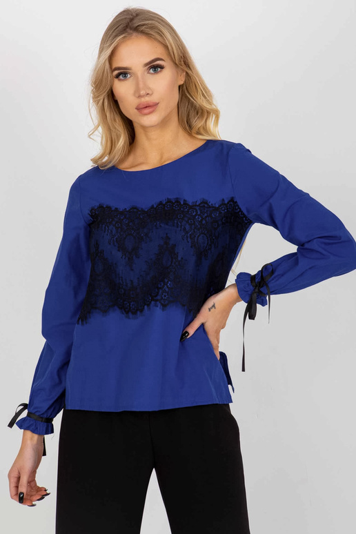 Sieviešu kobalta blūze ar iesiešanu