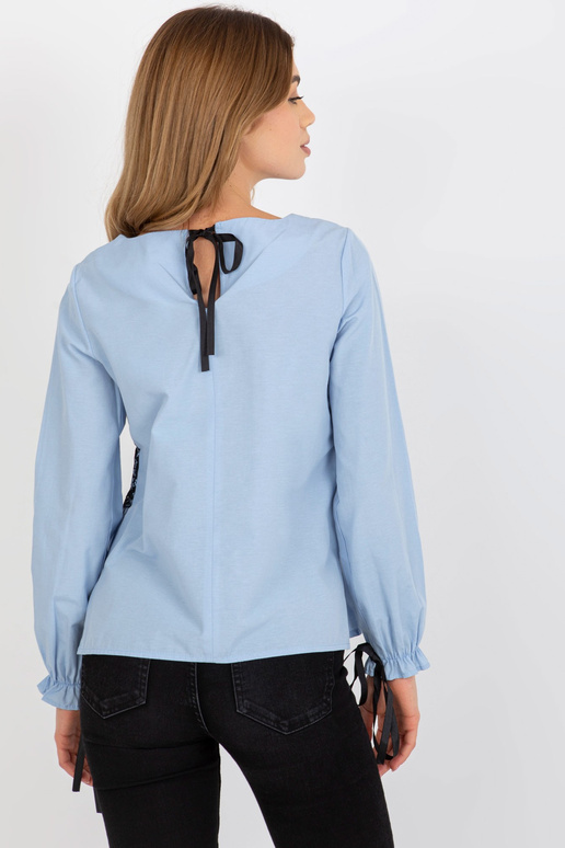 Gaiši zila kokvilnas svinīga blūze ar...