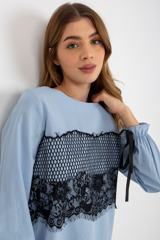 Gaiši zila kokvilnas svinīga blūze ar...