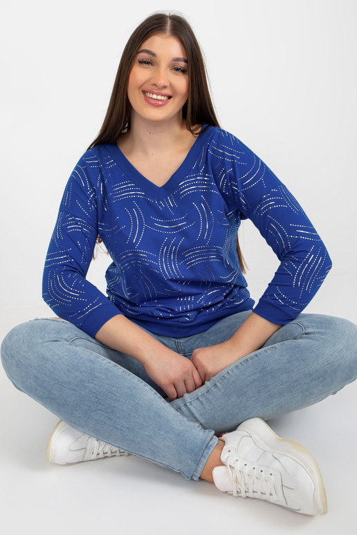 Tumši zila plus izmēra blūze ar...