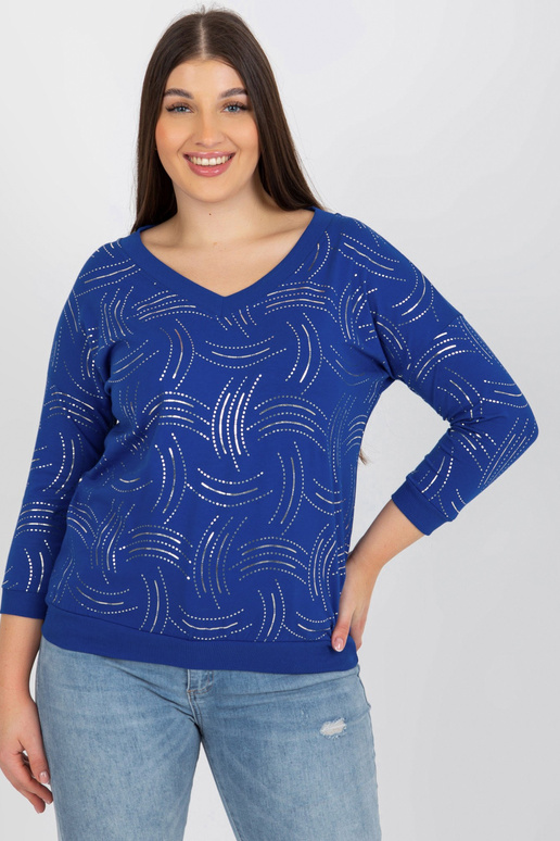 Tumši zila plus izmēra blūze ar...