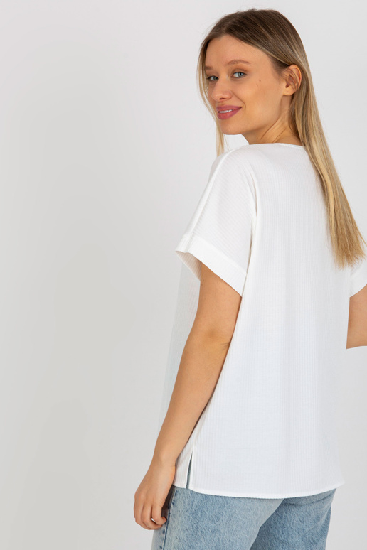 Ecru rievota oversize blūze ar lācīti