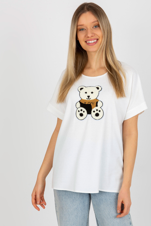 Ecru rievota oversize blūze ar lācīti