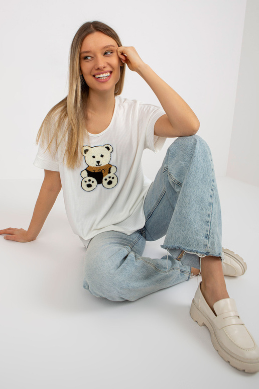 Ecru rievota oversize blūze ar lācīti