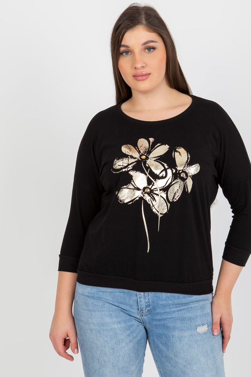 Melna sieviešu liela izmēra blūze ar...