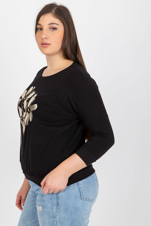 Melna sieviešu liela izmēra blūze ar...