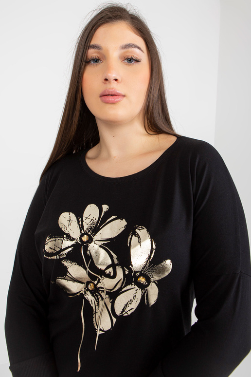 Melna sieviešu liela izmēra blūze ar...