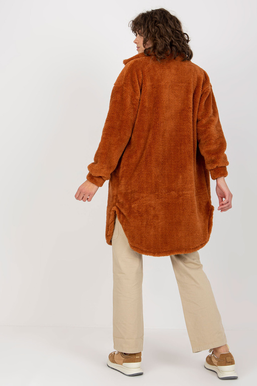 Gaiši brūns garas kažokādas krekls ar...