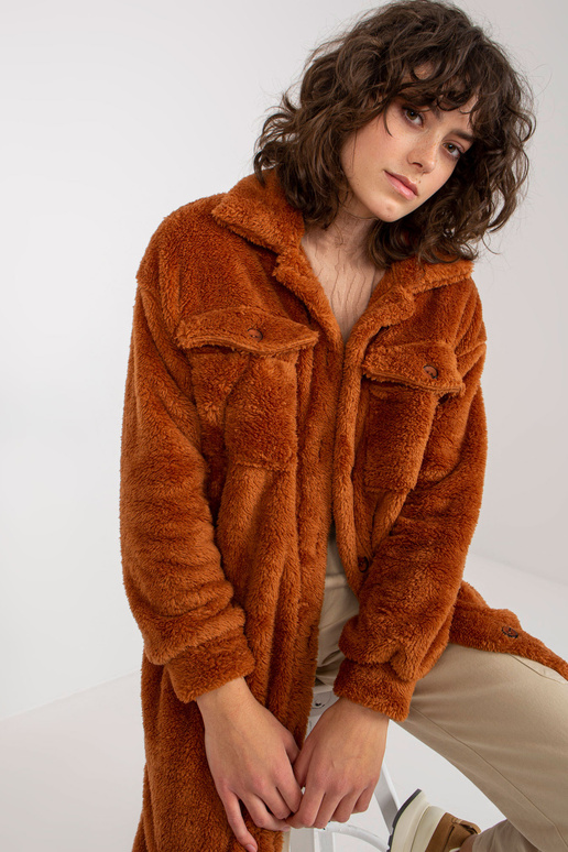 Gaiši brūns garas kažokādas krekls ar...