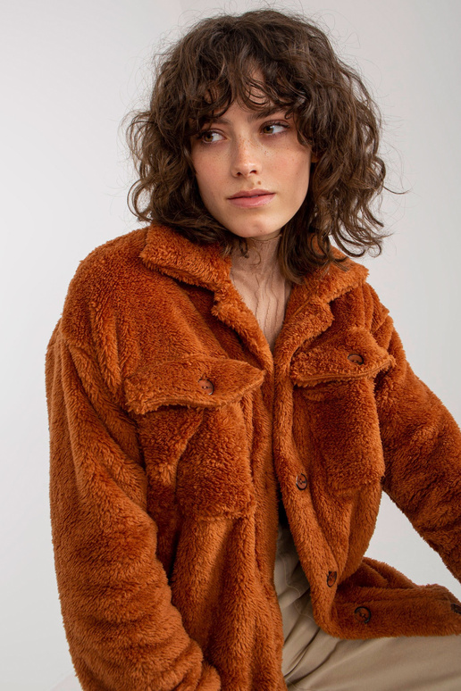 Gaiši brūns garas kažokādas krekls ar...